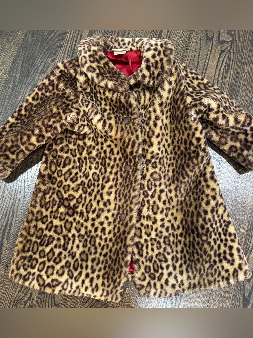 Vintage American Girl Bitty Baby Leopard Faux Fur Coat Dress Like Your Doll (M)